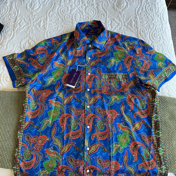NEW WITH TAGS - Ralph Lauren - Paisley Silk Shirt - XL - Picture 4 of 11